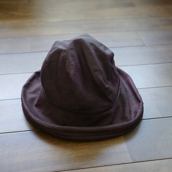 麻のツバ広帽子　...9564 2枚目の画像