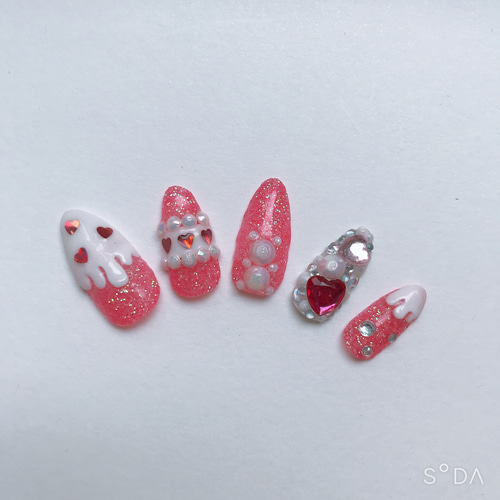 かき氷ネイル キラキラ夏ネイルチップ ネイルチップ（つけ爪） min