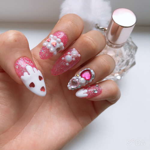 かき氷ネイル キラキラ夏ネイルチップ ネイルチップ（つけ爪） min