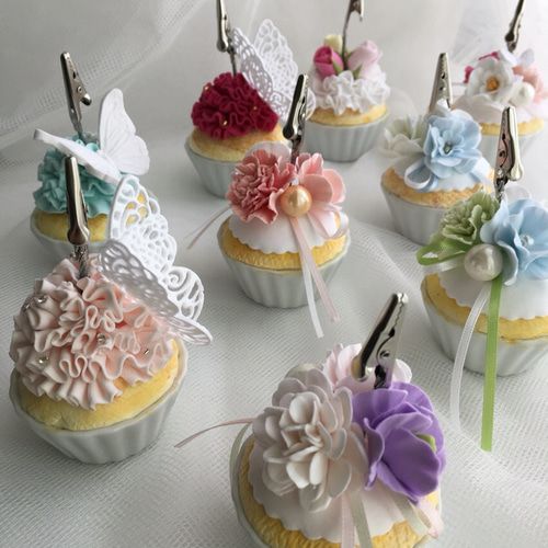 オーダーストップ中】席札ﾟ*✩‧₊˚メモスタンド カップケーキ2個セット  