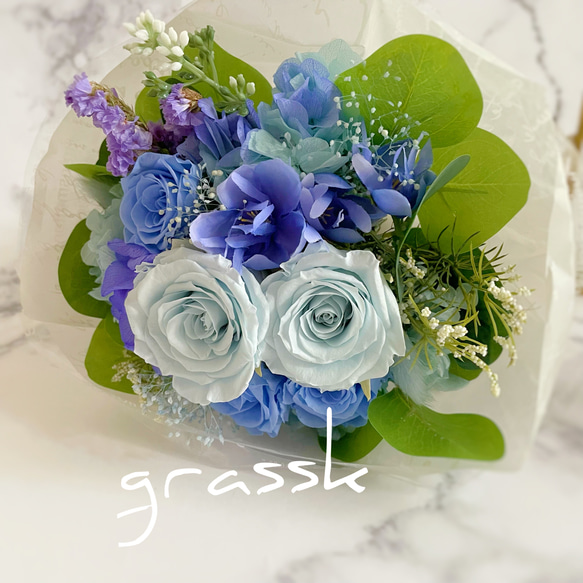 mini bouquet＊プリザーブドフラワー＊マリンブルー＊ブーケ＊花束 