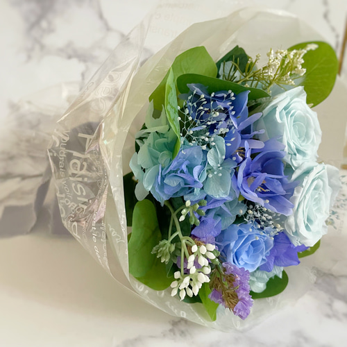 mini bouquet＊プリザーブドフラワー＊マリンブルー＊ブーケ＊花束 