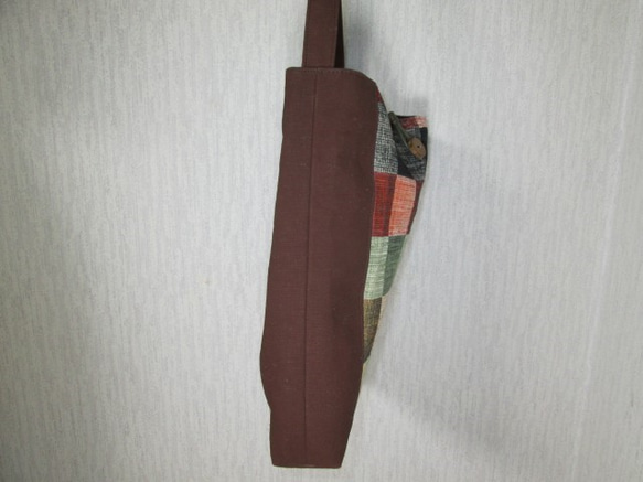 着物リメイク市松模様の裂き織帯から作ったワンショルダーバック 7枚目の画像