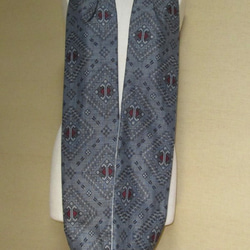 着物リメイク　３重巻きできる格子模様の大島紬ロングスヌード 5枚目の画像
