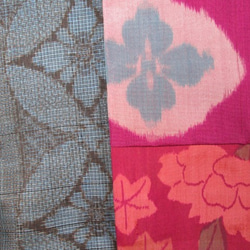 着物リメイク　亀甲に花模様の大島紬×銘仙のコラボスヌード 6枚目の画像