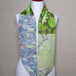 從和服發網翻拍四種類型的綠色和藍色的絲綢和服 第3張的照片