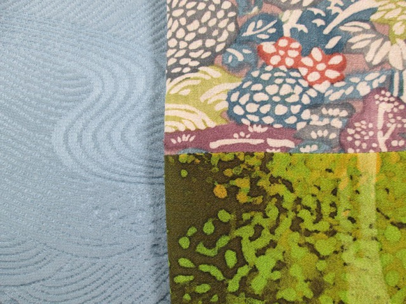 從和服發網翻拍四種類型的綠色和藍色的絲綢和服 第5張的照片