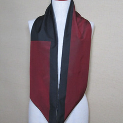 着物リメイク　赤と黒の縞模様×波模様の個性的なスヌード 4枚目の画像