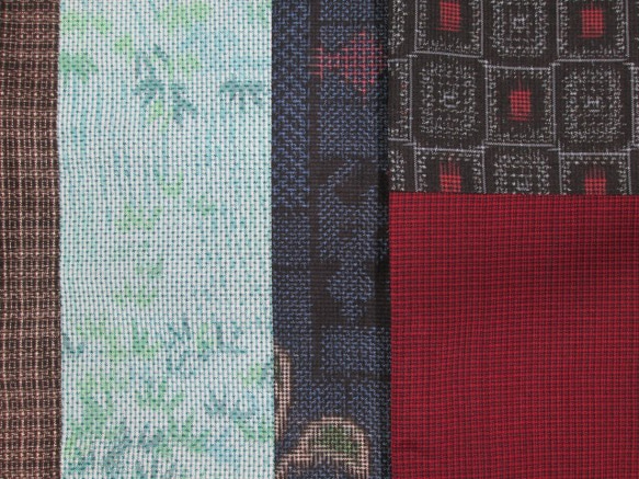 着物リメイク　２ｗａy７種類の大島紬をパッチワークしたストール 6枚目の画像
