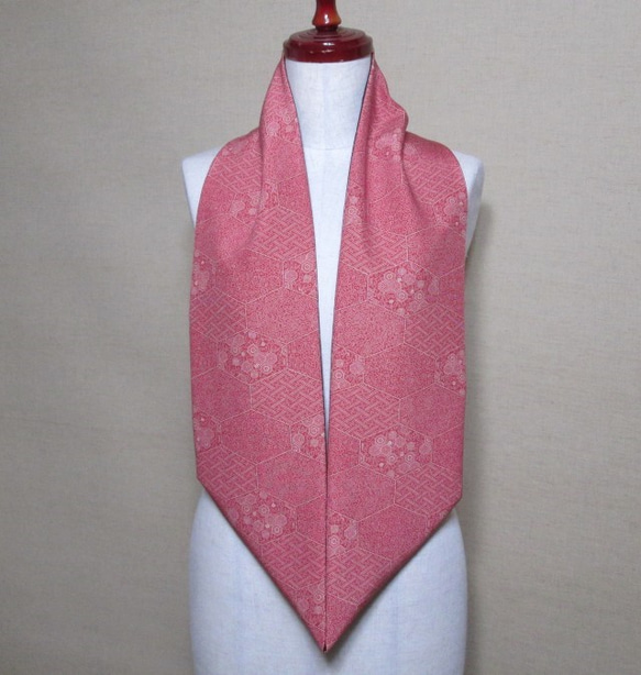 着物リメイク　上質な泥大島紬×赤い江戸小紋から作ったスヌード 5枚目の画像