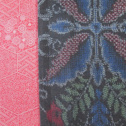 着物リメイク　上質な泥大島紬×赤い江戸小紋から作ったスヌード 6枚目の画像