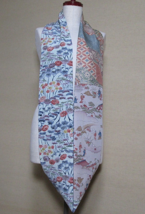 着物リメイク　４種類の正絹着物を組み合わせロングスヌード 4枚目の画像