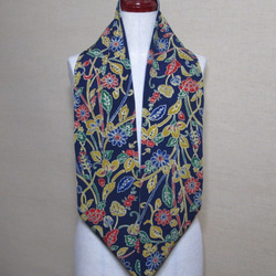着物リメイク　型染め紺の小紋着物×大島紬からスヌード 3枚目の画像