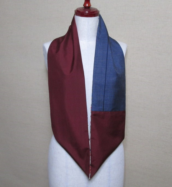 着物リメイク　型染めの正絹着物×大島紬から作ったスヌード 5枚目の画像