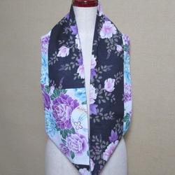 着物リメイク　18㎝幅　牡丹の花模様浴衣からスヌード 4枚目の画像