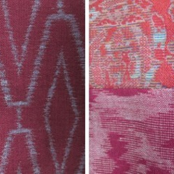 着物リメイク　赤系の4種類のウール着物を組み合わせて作ったスヌード 5枚目の画像