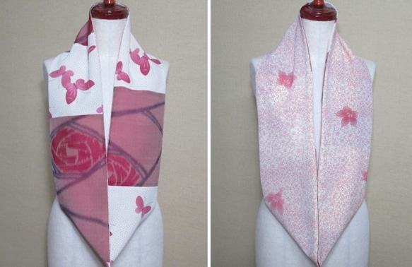 Kimono Remake一件由玫瑰棺材和服製成的花式圍巾×一件蝴蝶圖案的和服 第2張的照片