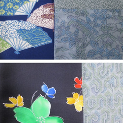着物リメイク　3重巻き出来る５種類のブルー系正絹着物からロングスヌード 5枚目の画像