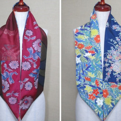 着物リメイク　正絹小紋×銘仙×大島紬をパッチワークしたスヌード 3枚目の画像