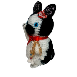 手編み招き猫 手作りのあみぐるみL００１(ニット人形) 4枚目の画像