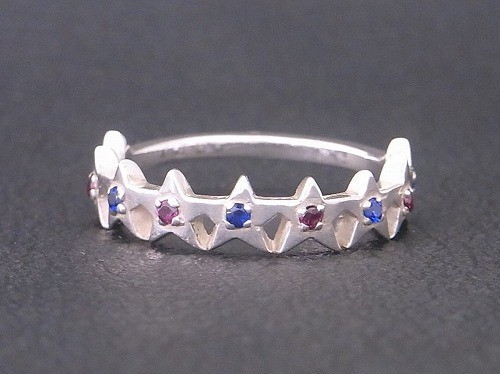 スターリング 指輪 シルバー925 【刻印無料】スター 星 リング USAカラー キュービックジルコニア