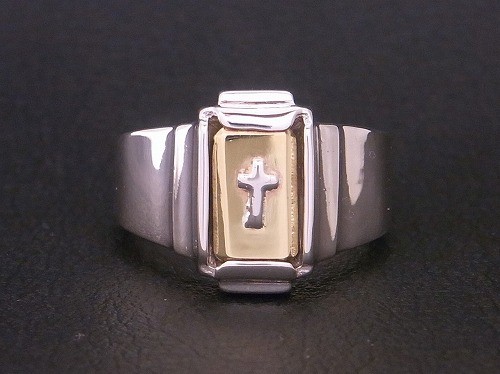 クロスリング 指輪 シルバー925 【刻印無料】 クロス 十字架 印台 リング 真鍮 ブラス シルバー