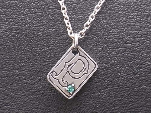 アルファベットネックレスP シルバー925 【刻印無料】 アルファベット イニシャル P ネックレス ペンダント 天然石