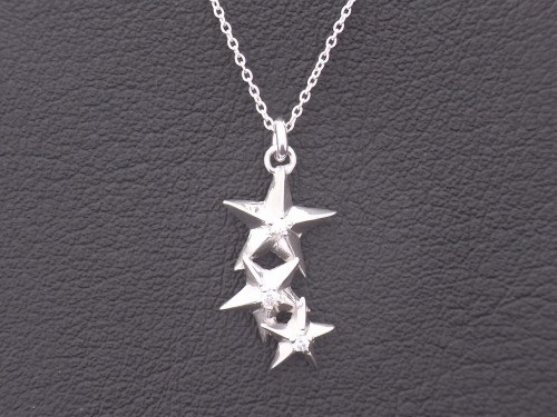 シルバー925　３連スターネックレス　選べる天然石・誕生石　Grand Galleria