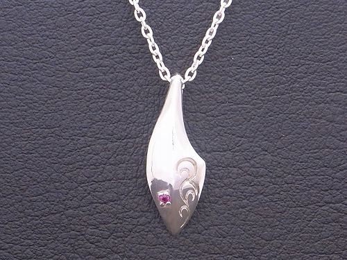 シルバー925　リーフネックレス　小　選べる天然石・誕生石　Grand Galleria