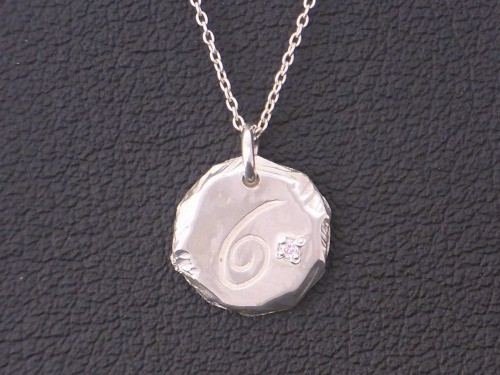 シルバー925　ナンバー「６」ネックレス　選べる天然石・誕生石　Grand Galleria