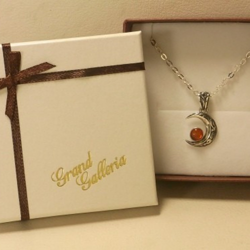 シルバー925 琥珀 クレセントルナネックレス Grand Galleria