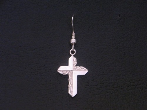 【片耳用】シルバー９２５　唐草クロスフックピアス　Grand Galleria