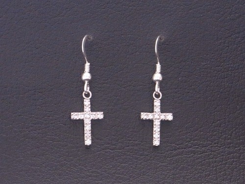 【両耳用】シルバー９２５　クロスピアス　キュービックジルコニア　Grand Galleria