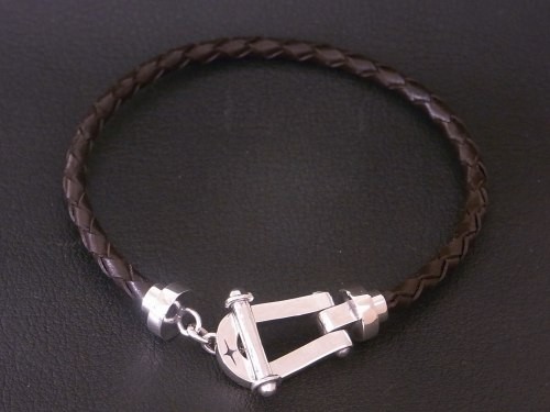 シルバー925　牛革　レザー　ホースシューブレスレット　馬蹄　15〜25cm　Grand Galleria