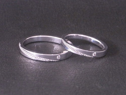 プラチナ900　結婚指輪　ペアリング　ミル打ちマリッジリング　３〜３０号　Grand Galleria