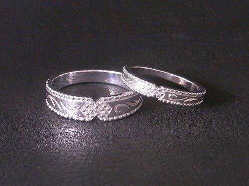 プラチナ900　結婚指輪　ペアリング　唐草模様マリッジリング　３〜３０号　Grand Galleria