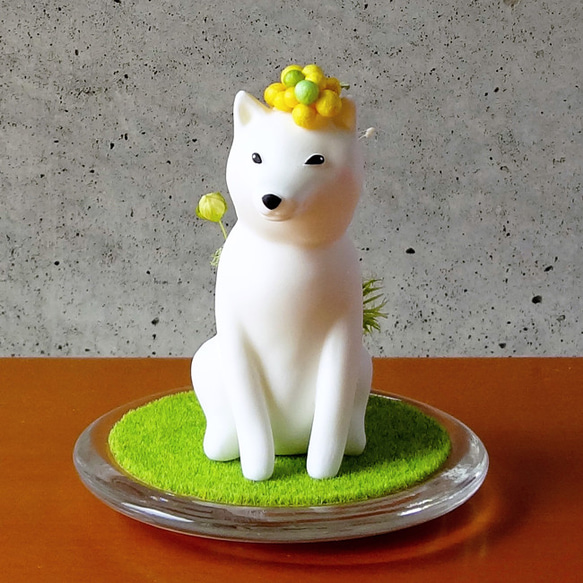 moss shiba-inu（モスシバイヌ）_柴犬と植物の置物〈citrus.ver〉 1枚目の画像