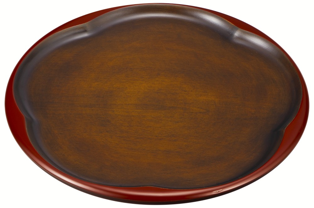 贈り物にも人気！30.0cm　福梅盆　渕朱