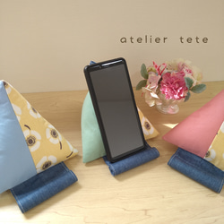 【SALE♪】tenton（ﾃﾝﾄﾝ）04 〈サイズ 小〉三角クッション　スマホスタンド　 3枚目の画像