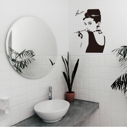 洗面所　ウォッシュルームがおしゃれ空間に。ウォールステッカー　マリリンモンロー 1枚目の画像