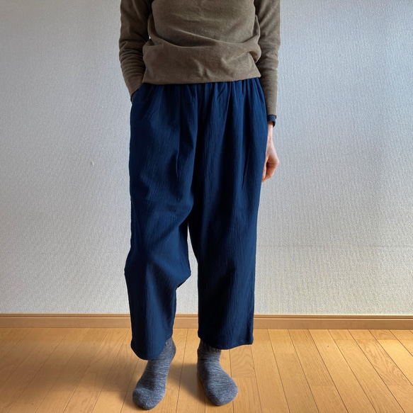 藍染クロップドパンツ（COTTON100％） ロングパンツ はちはち