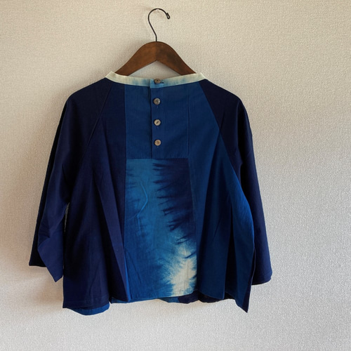 本藍染7分袖ラグランブラウス（COTTON100％） ブラウス はち