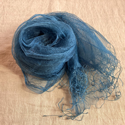 本藍染シルクオーガンジーストール（SILK100％） 3枚目の画像