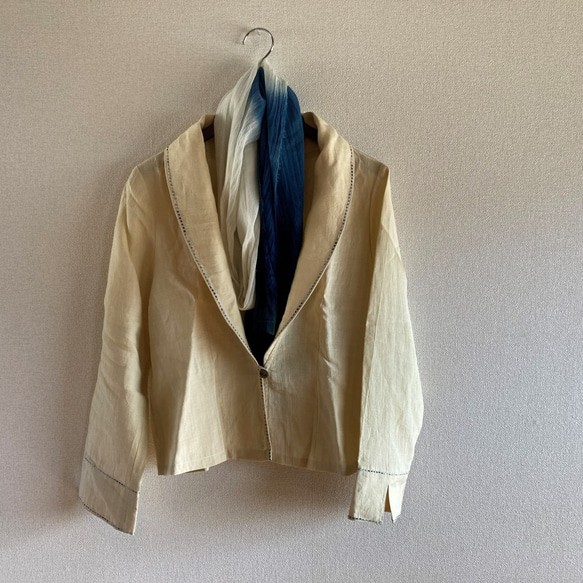 刈安染、タキシードジャケットジャケット（リネン１００％ 8枚目の画像