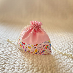 MIHAYA♡　リバティ ハンドメイド コップ袋 お弁当袋 ナップサック リバティ巾着 (お弁当袋 コップ袋 給食袋 ) ベッツィ ピンク