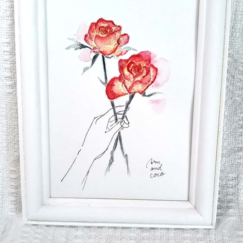 紅い薔薇 水彩画 原画