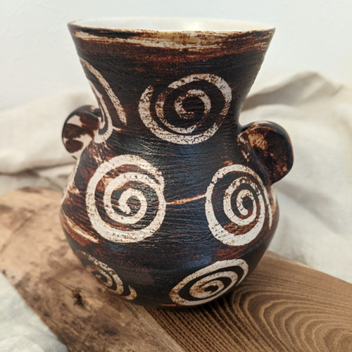 縄文土器　花瓶 縄文土器のような花器 一輪挿し・花瓶・花器 Tomo's pottery