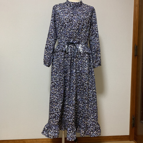 リバティ生地ハンドメイドワンピース：ブロックンハースト ワンピース  