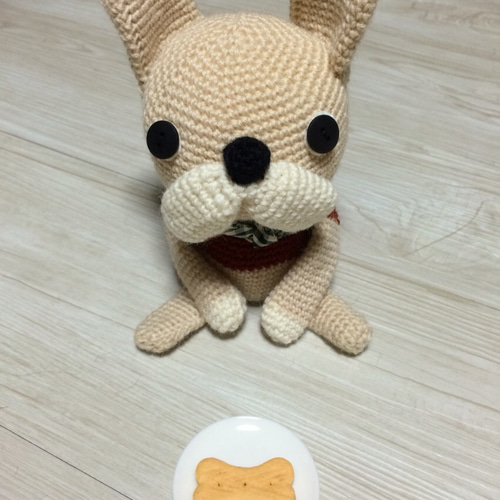 フレンチブルドッグ 編みぐるみ 白 あみぐるみ hiro3163 通販 1370732