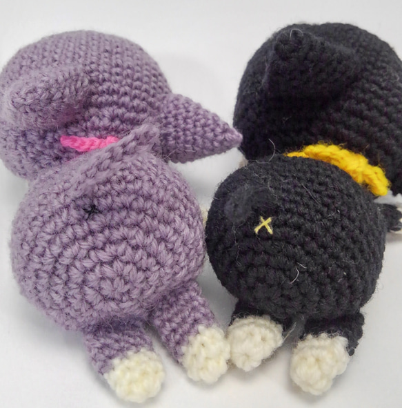 【送料無料】お眠ねこさん編みぐるみ~薄紫 4枚目の画像